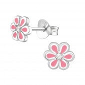 Cercei din argint floare roz cu zirconiu model DiAmanti DIA36774
